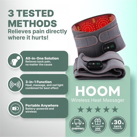 HOOM™ Infrared Massage Belt | Back pain gone with this heat, massage and red light treatment in one